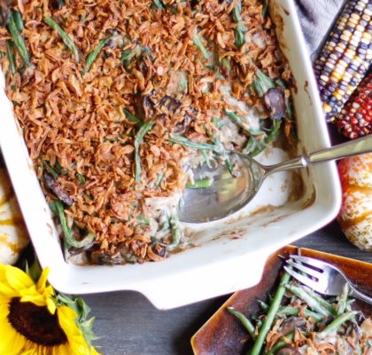 greenbean casserole, green bean casserole, vegan green beans, vegan greenbean casserole, thanksgiving recipes, vegan thanksgiving recipes